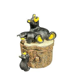 BearFoots Three Bears Box Jewelry Trinket Artist Jeff Fleming Big Sky Carvers 6"
